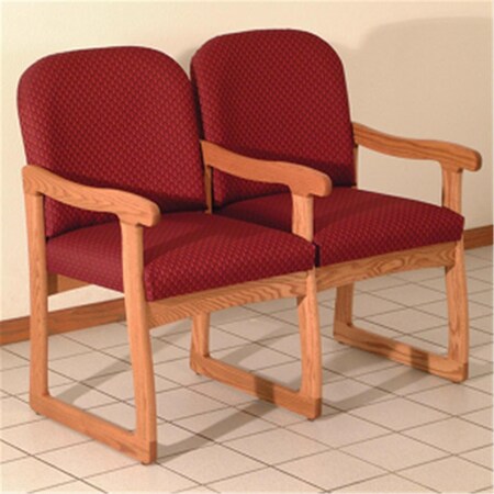 Wooden Mallet Prairie Two Seat Chair with Center Arms in Medium Oak - Arch Wine DW7-2MOAW